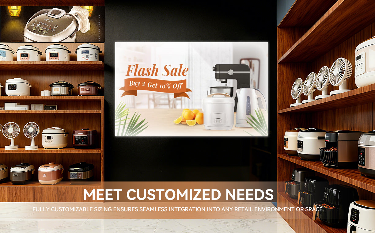 fully customizable sizing ensures seamless integration into any retail environment or space