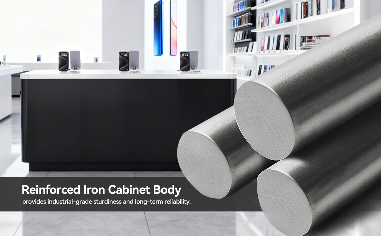 reinforced iron cabinet body provides sturdiness and reliability