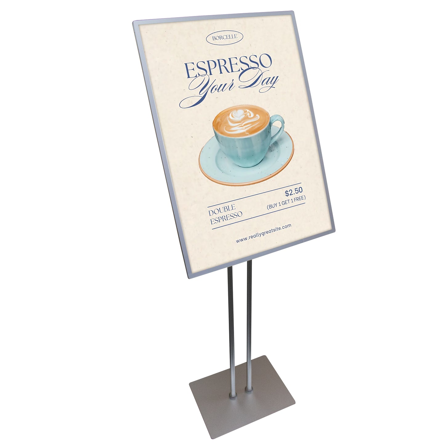 CERES Indoor Use Only - Floor-standing Display Vertical Poster Advertising Light Box Sign with Double Poles for Shops