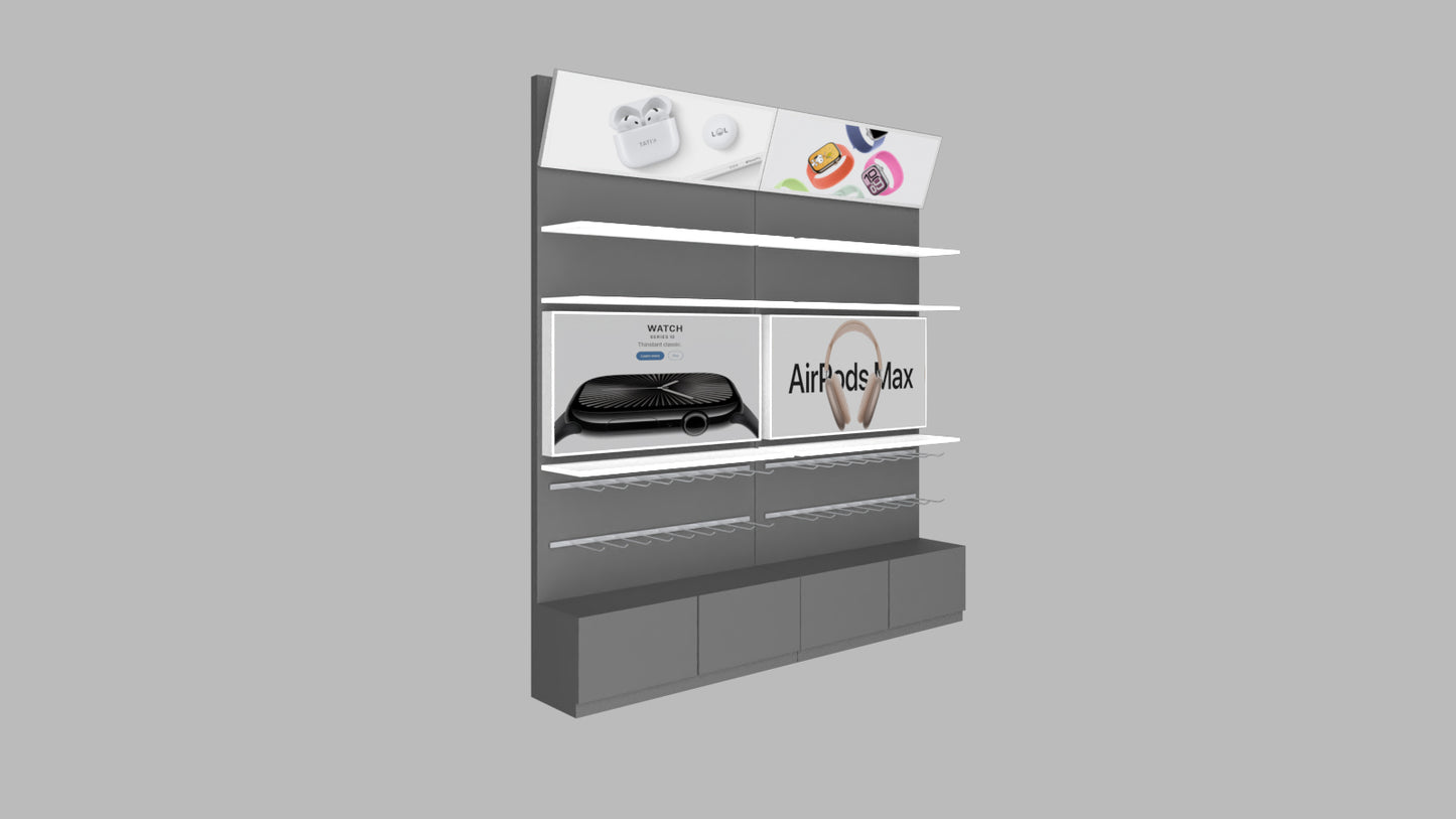 CERES Metal Wall Combination Cabinet for 3C Retail - Electronics Display Shelving Unit with Steel Frame