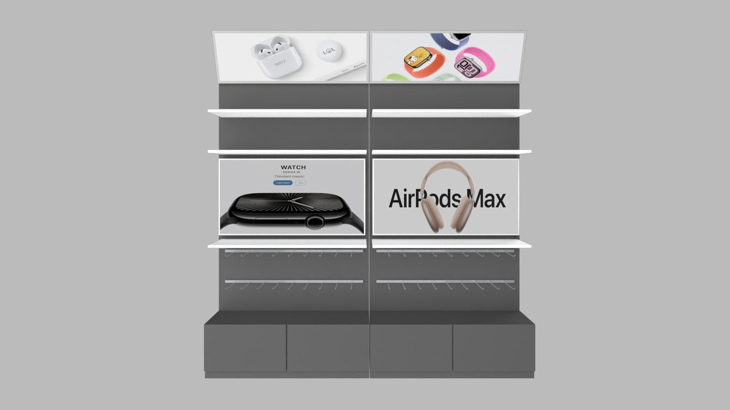 CERES Metal Wall Combination Cabinet for 3C Retail - Electronics Display Shelving Unit with Steel Frame