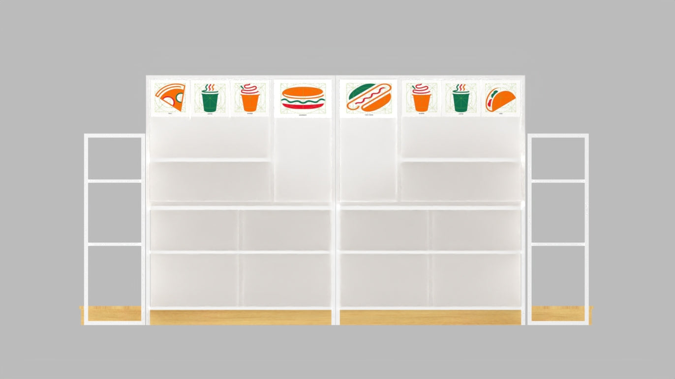 CERES Double-Sided Wood Grain Melamine Panel Island Rack - Farmhouse-Style Central Display for Grocery Stores