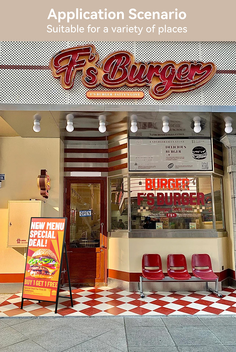 CERES Indoor Use Only -Black Floor-standing Display Vertical Poster Board Advertising Light Box LED Sign for Shops