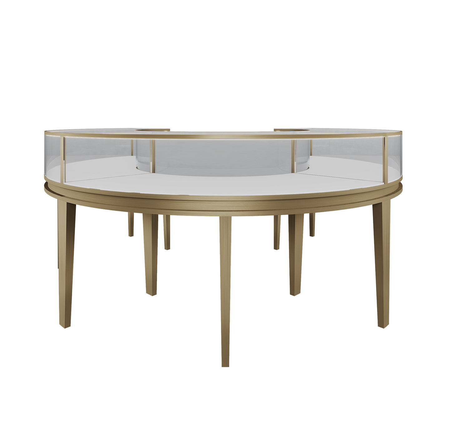 CERES Premium Tempered Glass Round Showcase - Jewelry & Watch Display Counter for High-End Stores