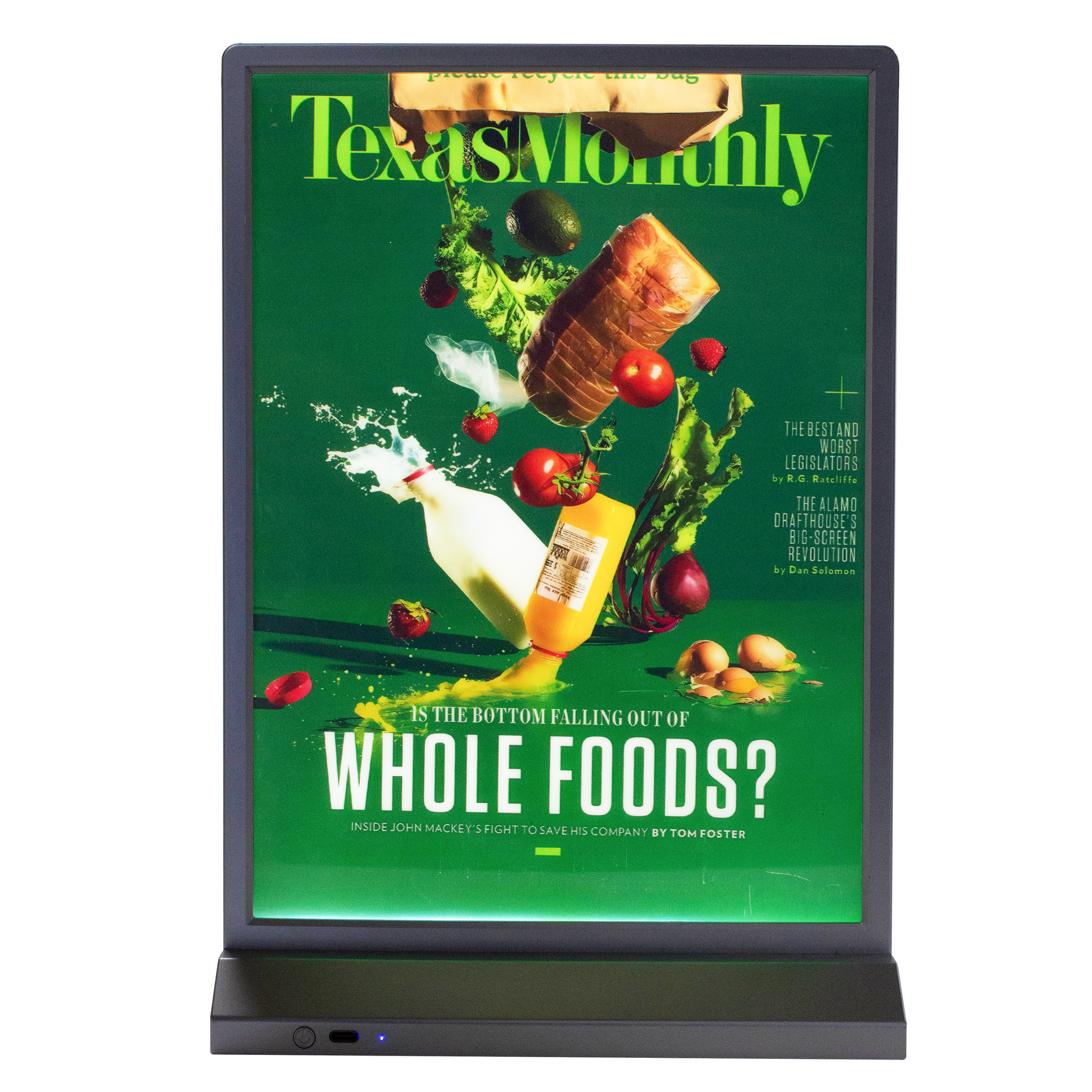 rechargeable desktop double-sided LED light box display for retail and counter