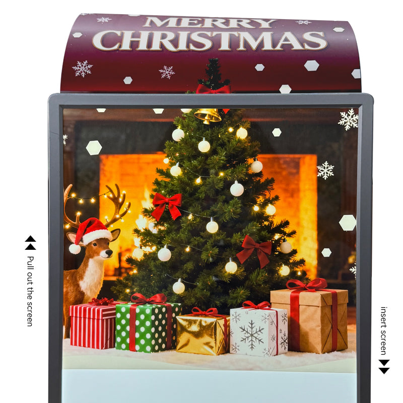 changing poster in rechargeable desktop LED light box for marketing display