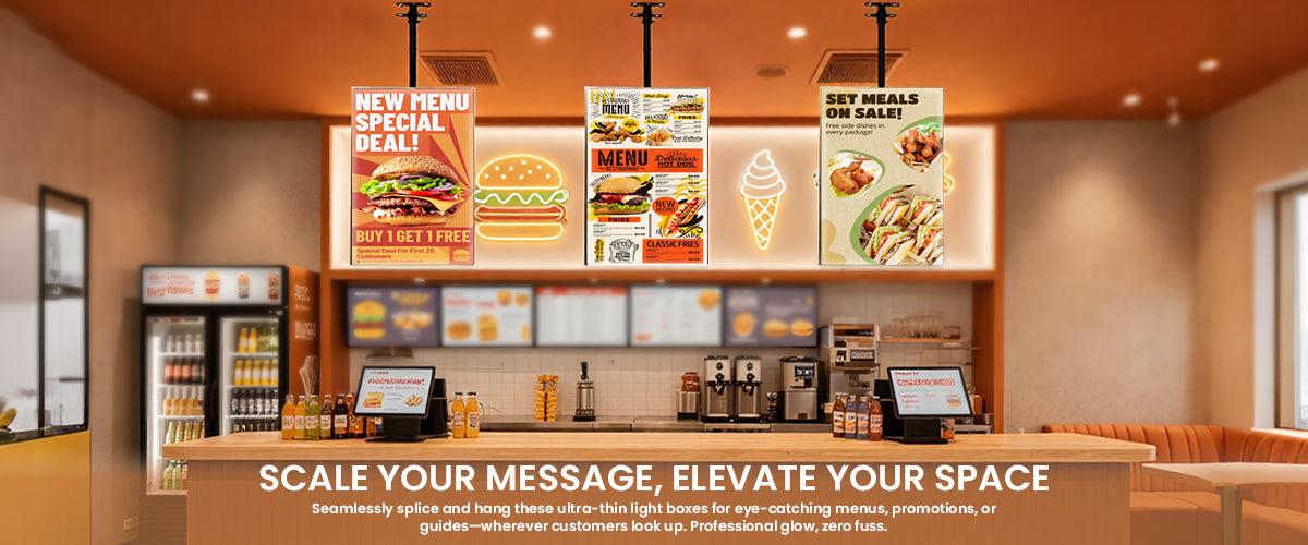 HD TV light boxes for menus, promotions or guides