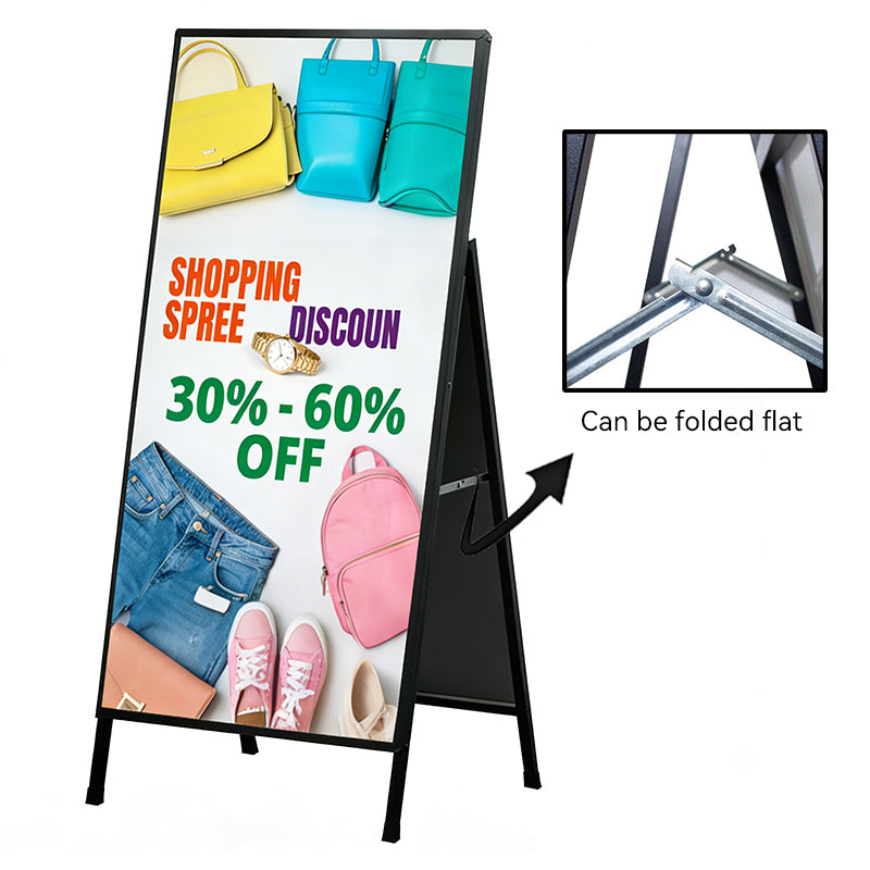detail of foldable A-frame LED light box stand and hinge design for compact storage
