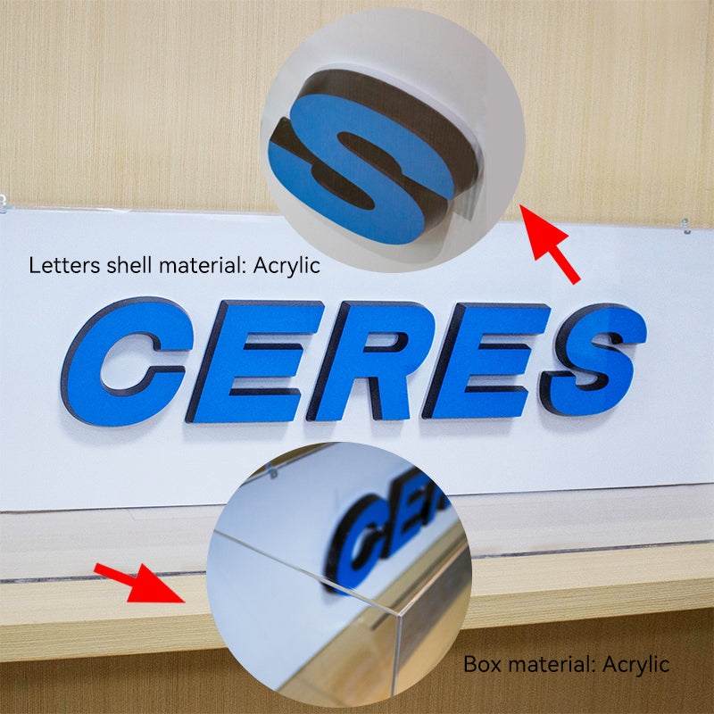 Main material of transparent acrylic box and LED acrylic sign letters