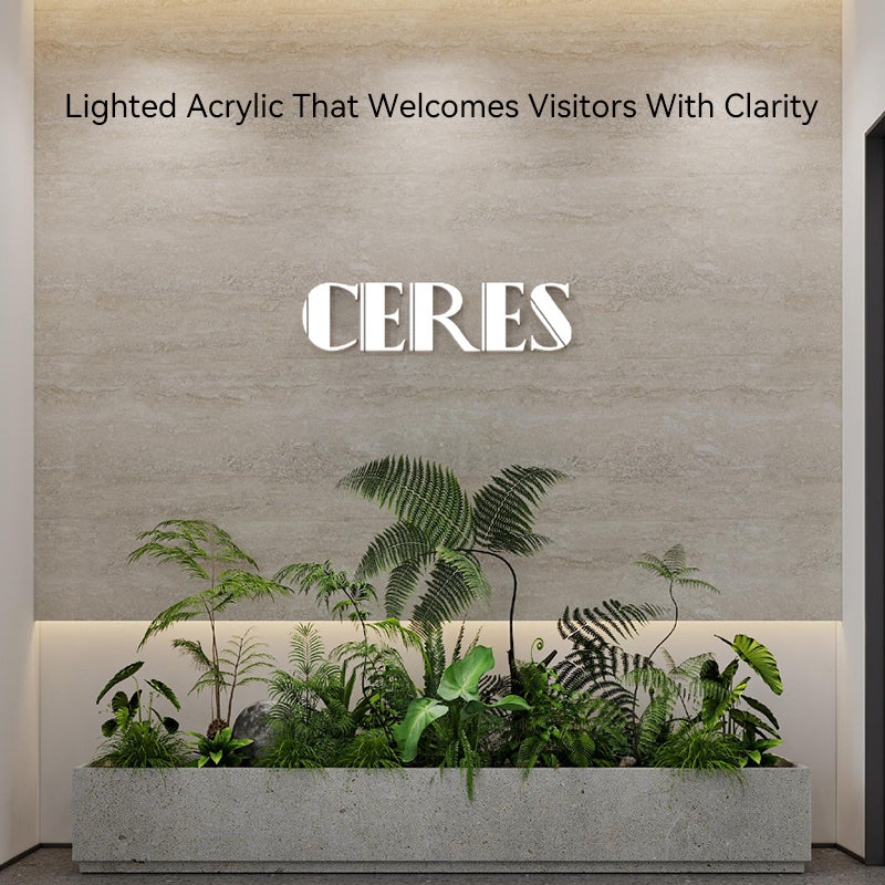 A mini LED acrylic sign at the company entrance, is used for brand promotion.