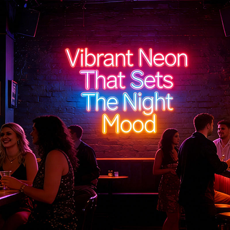 custom LED neon sign used above bar enhancing ambiance and visual attention