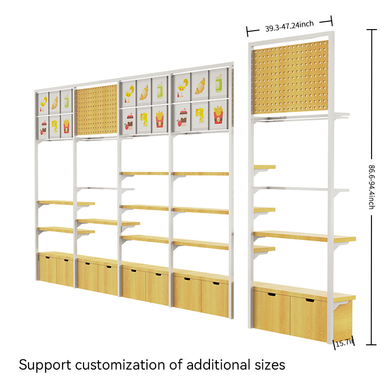 customizable dimensions of multilevel shelving unit with storage bins 