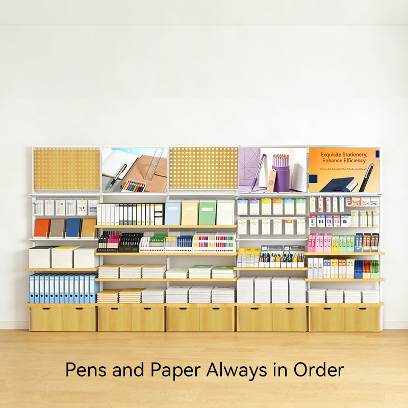 retail wall shelf placed against store wall with product arrangement for visual merchandising