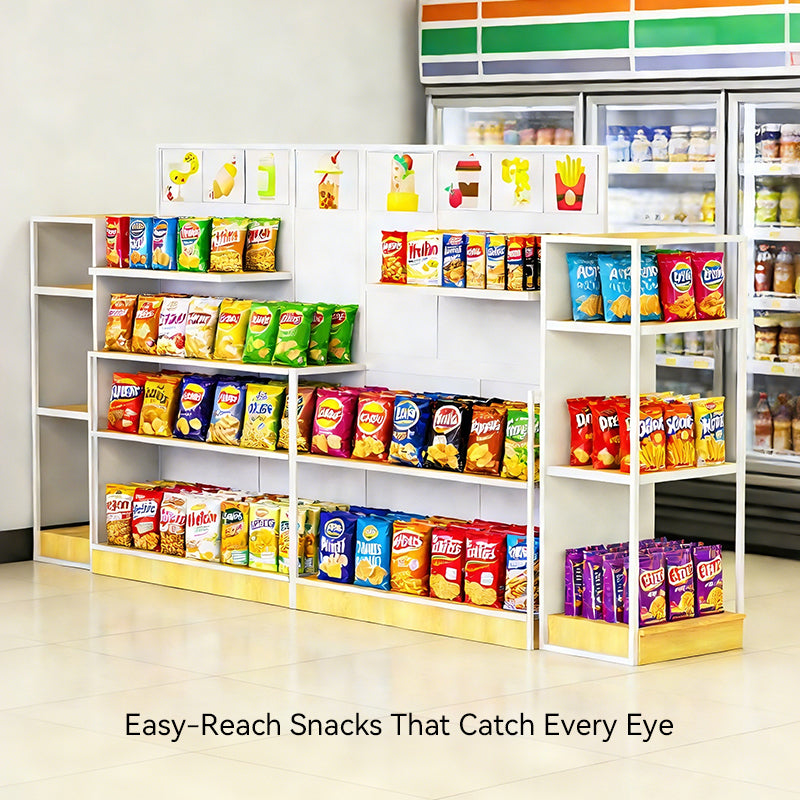Illustration of a Island rack in the convenience store scene