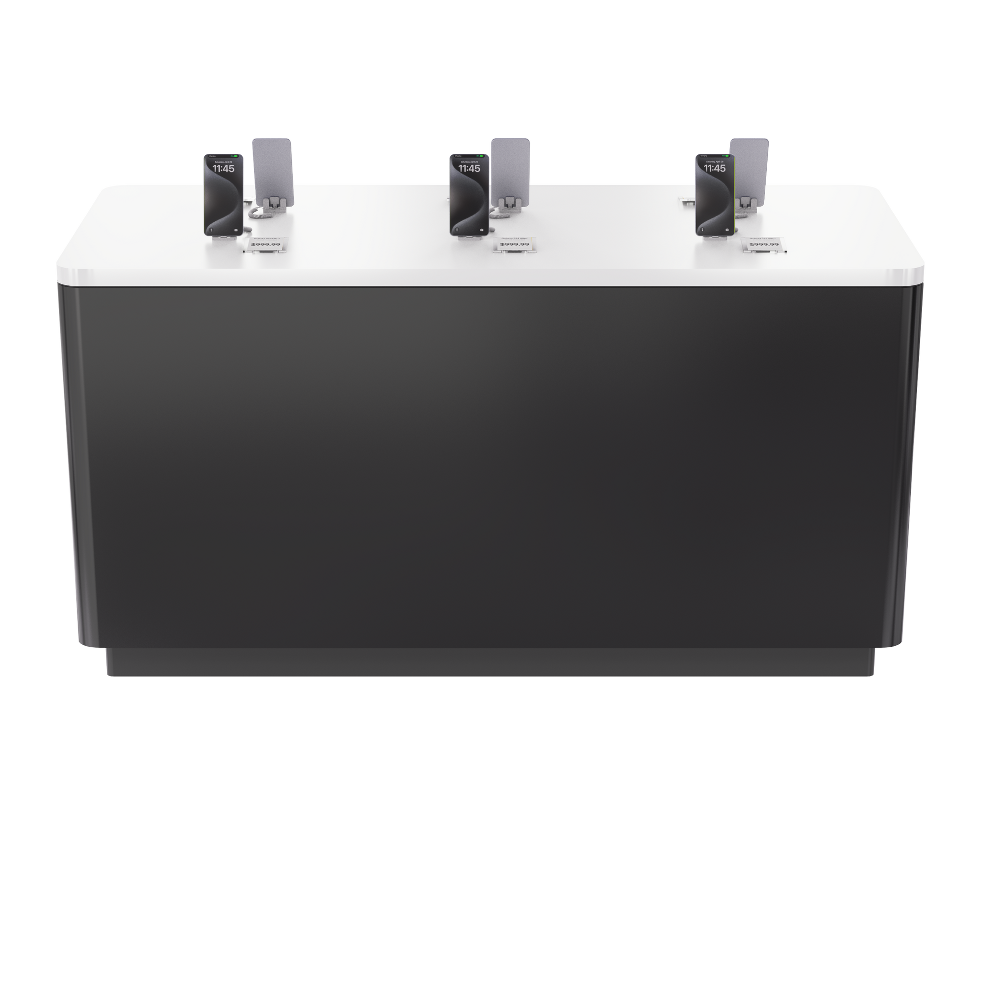 square digital device island display cabinet for electronics retail