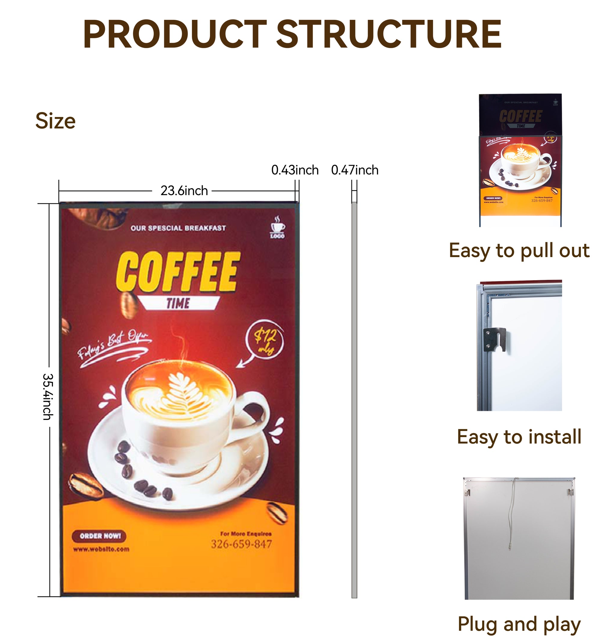 CERES Ultra-Thin LED Light Box Sign for Business Advertising Use - Indoor Use Only