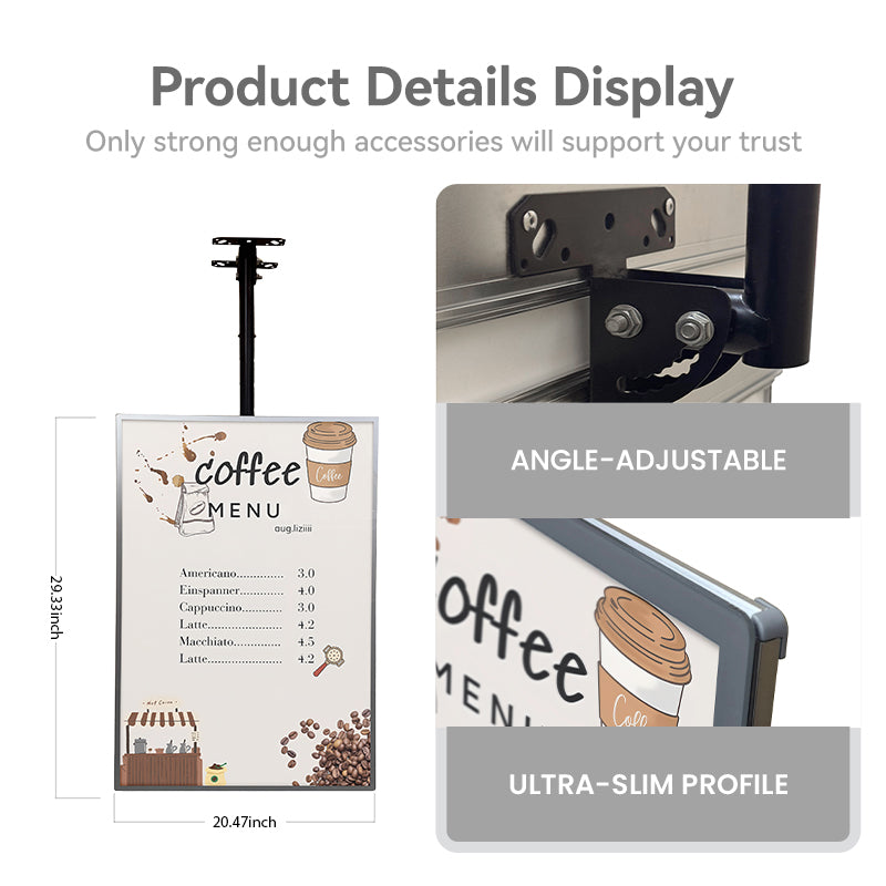 CERES Top-Hanging Menu Board Display Spliced Available Advertising Light Box Sign for Shops - Indoor Use Only