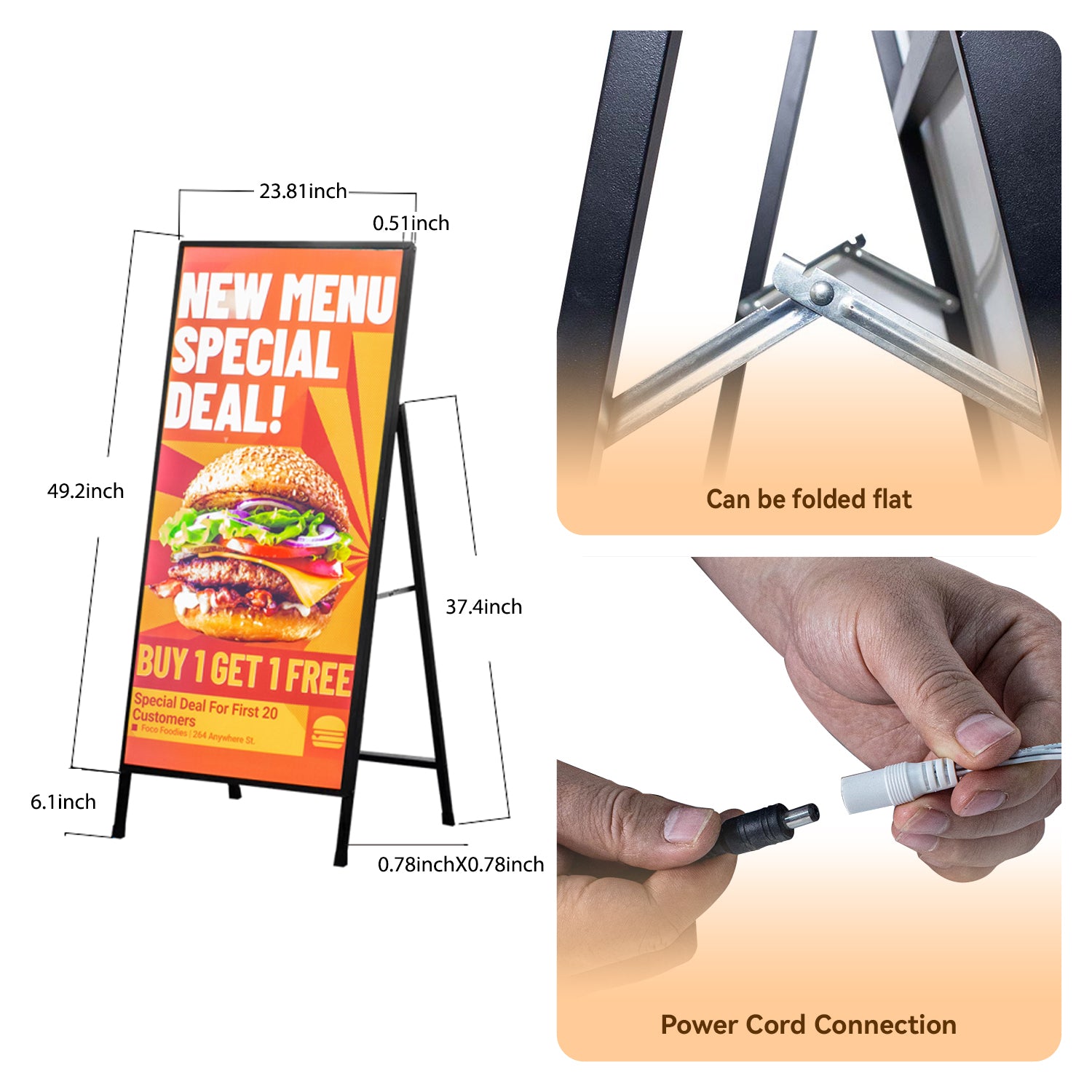 CERES Floor-standing Display Vertical Poster  Board Advertising Light Box LED Sign for Shops - Indoor Use Only