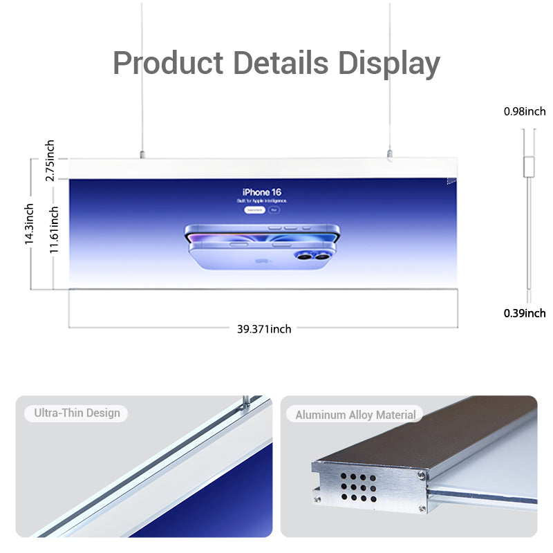 CERES Top-hanging Poster Changeable Double Side Advertising Light Box Sign - Indoor Use Only