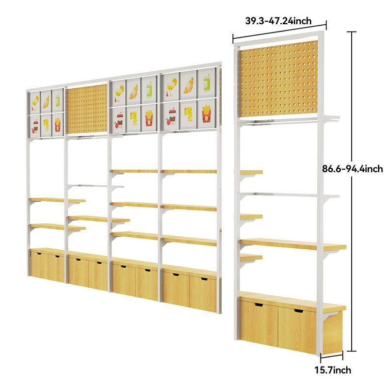 CERES Double-Sided Wood Grain Melamine Wall Shelf - Retail Display for Supermarket & Convenience Store