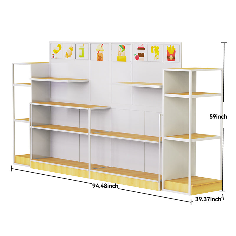 CERES Double-Sided Wood Grain Melamine Panel Island Rack - Farmhouse-Style Central Display for Grocery Stores