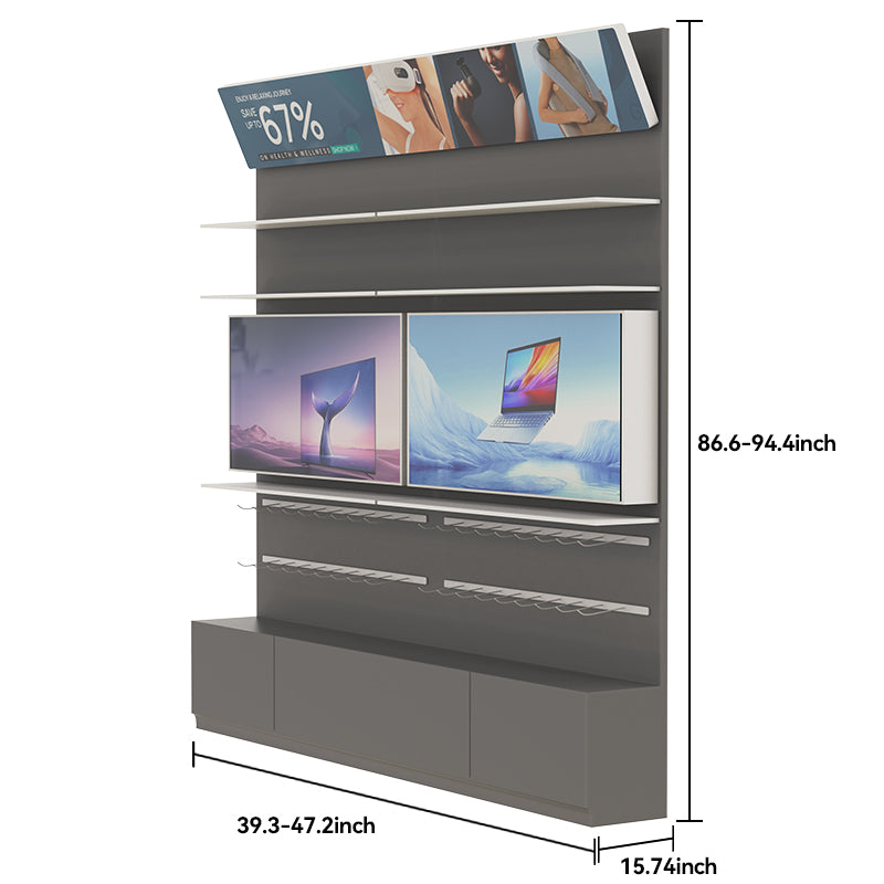 CERES Metal Wall Combination Cabinet for 3C Retail - Electronics Display Shelving Unit with Steel Frame