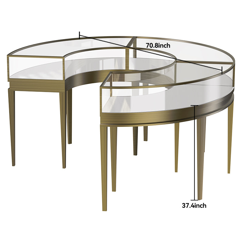 CERES Premium Tempered Glass Round Showcase - Jewelry & Watch Display Counter for High-End Stores