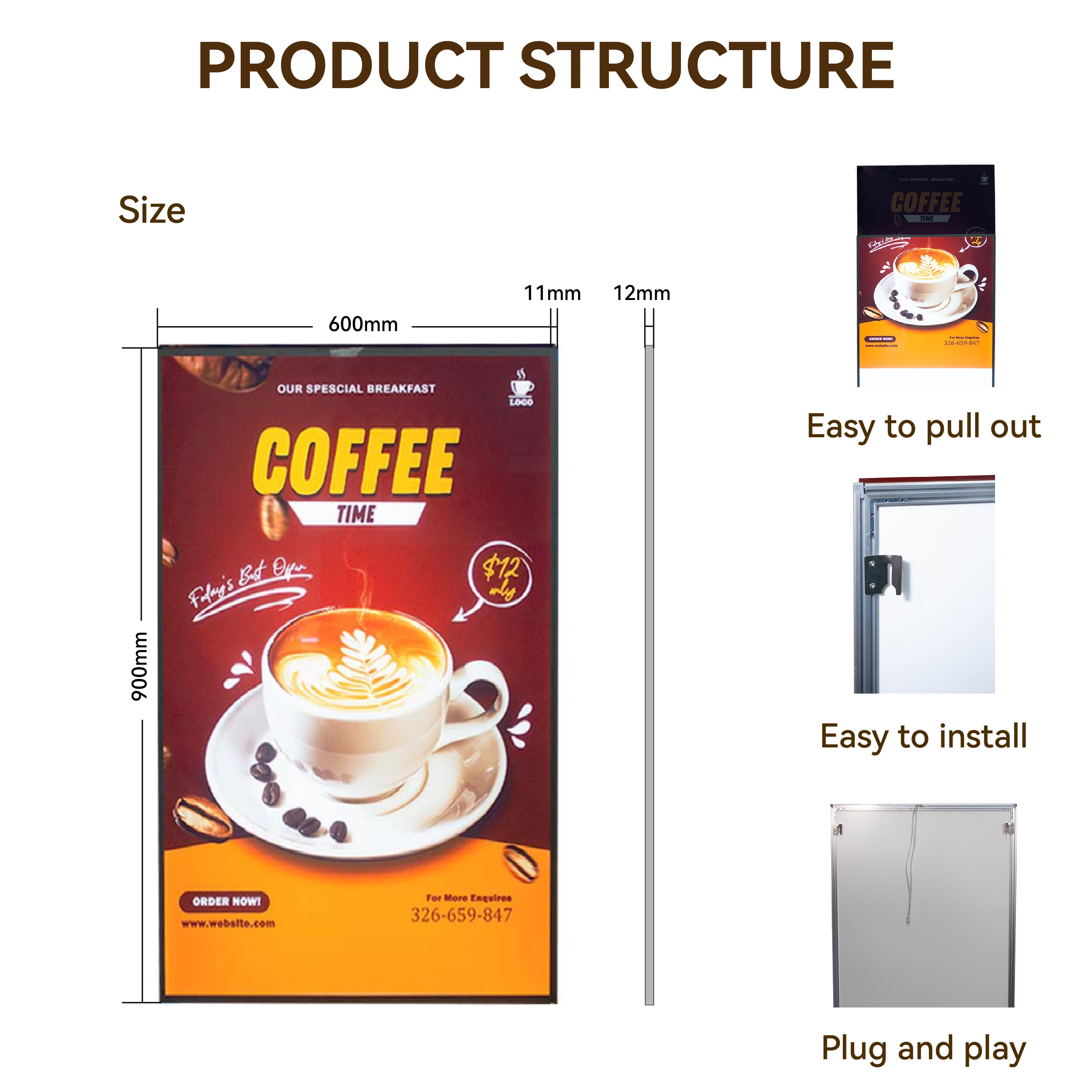 CERES Ultra-Thin LED Light Box Sign for Business Advertising Use - Indoor Use Only