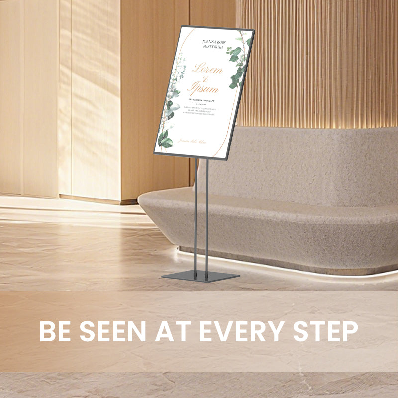 CERES Floor-standing Display Vertical Poster Advertising Light Box Sign with Double Poles for Shops - Indoor Use Only