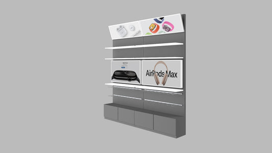 CERES Metal Wall Combination Cabinet for 3C Retail - Electronics Display Shelving Unit with Steel Frame
