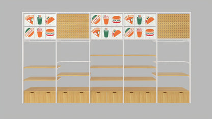 CERES Double-Sided Wood Grain Melamine Wall Shelf - Retail Display for Supermarket & Convenience Store