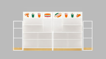 CERES Double-Sided Wood Grain Melamine Panel Island Rack - Farmhouse-Style Central Display for Grocery Stores