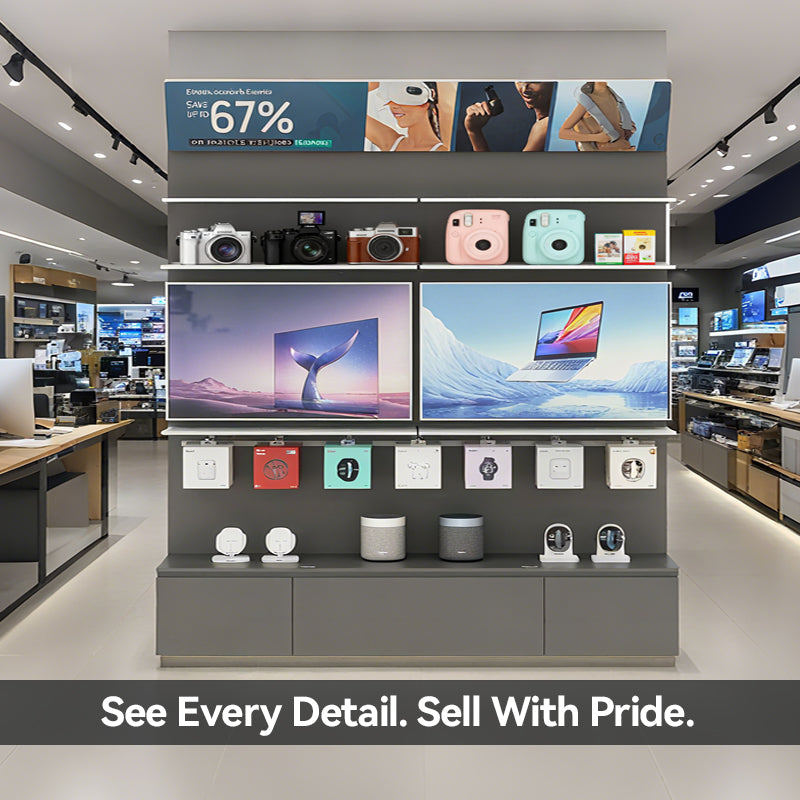 CERES Metal Wall Combination Cabinet for 3C Retail - Electronics Display Shelving Unit with Steel Frame