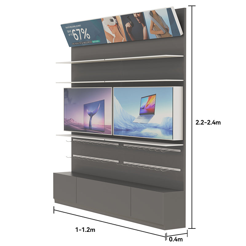 CERES Metal Wall Combination Cabinet for 3C Retail - Electronics Display Shelving Unit with Steel Frame
