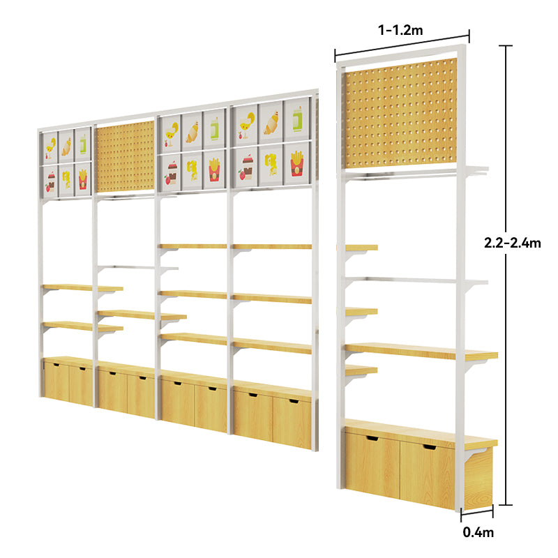 CERES Double-Sided Wood Grain Melamine Wall Shelf - Retail Display for Supermarket & Convenience Store