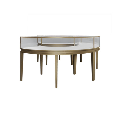 CERES Premium Tempered Glass Round Showcase - Jewelry & Watch Display Counter for High-End Stores