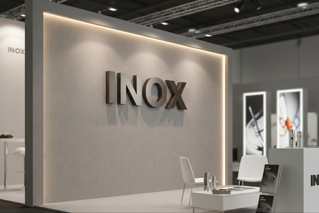 Custom 3D metal letter sign at elaborate exhibition booth