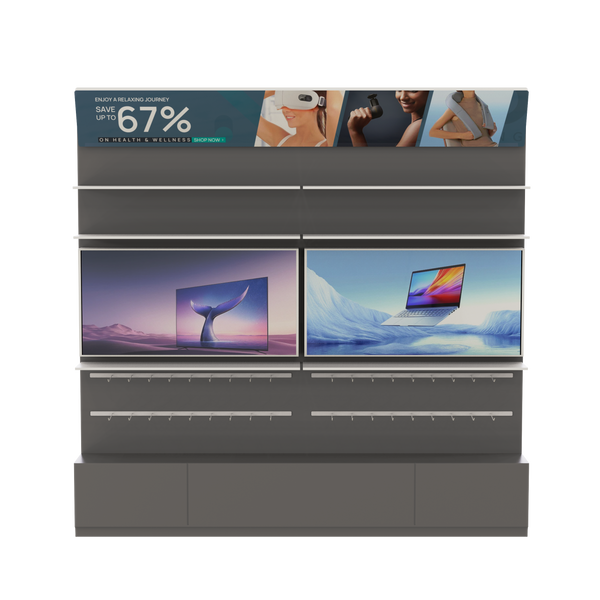 CERES Metal Wall Combination Cabinet for 3C Retail - Electronics Display Shelving Unit with Steel Frame
