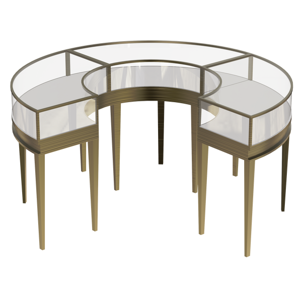 CERES Premium Tempered Glass Round Showcase - Jewelry & Watch Display Counter for High-End Stores