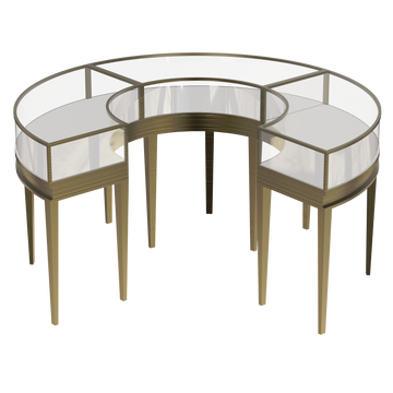 CERES Premium Tempered Glass Round Showcase - Jewelry & Watch Display Counter for High-End Stores