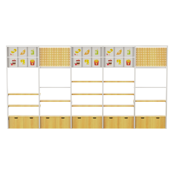 CERES Double-Sided Wood Grain Melamine Wall Shelf - Retail Display for Supermarket & Convenience Store