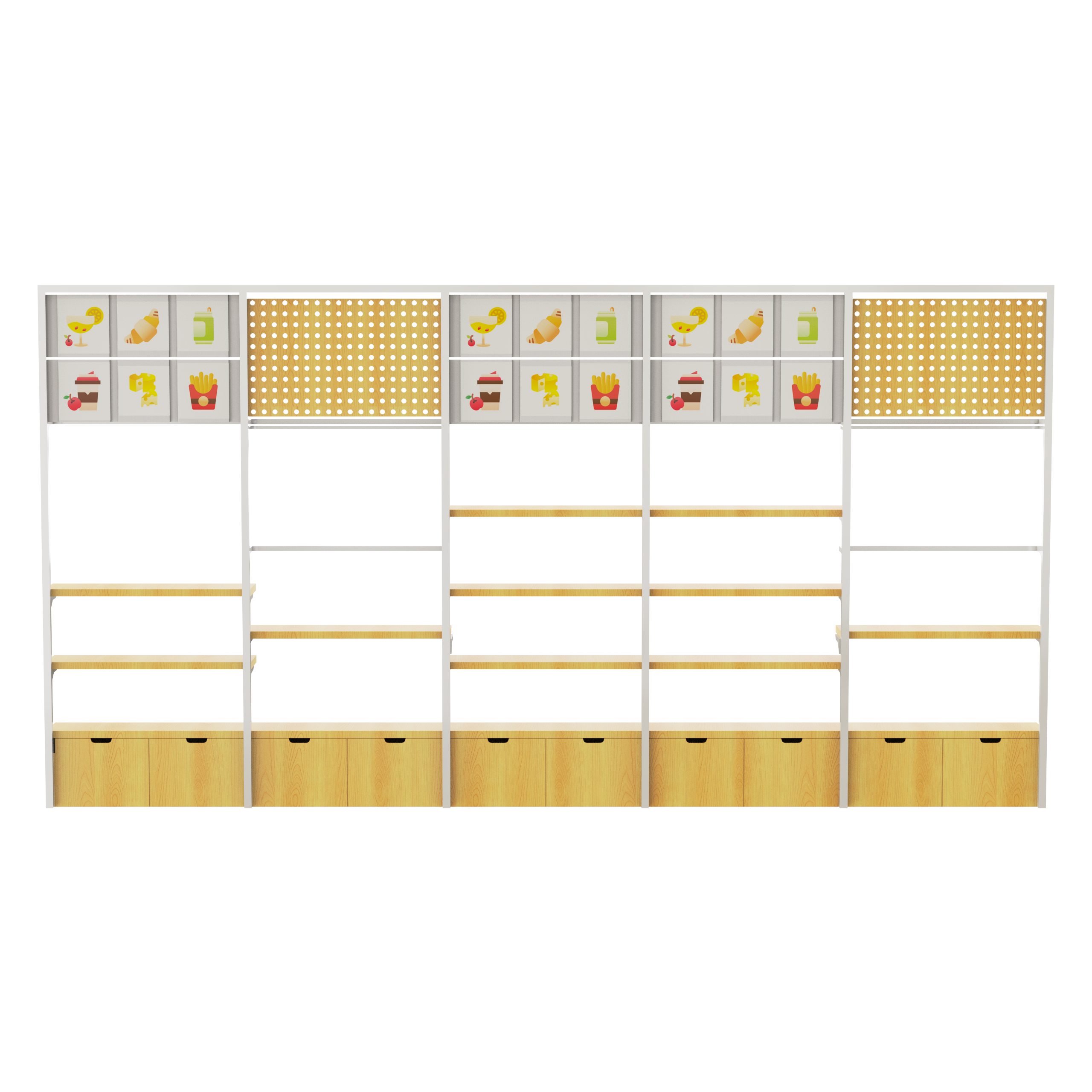CERES Double-Sided Wood Grain Melamine Wall Shelf - Retail Display for Supermarket & Convenience Store