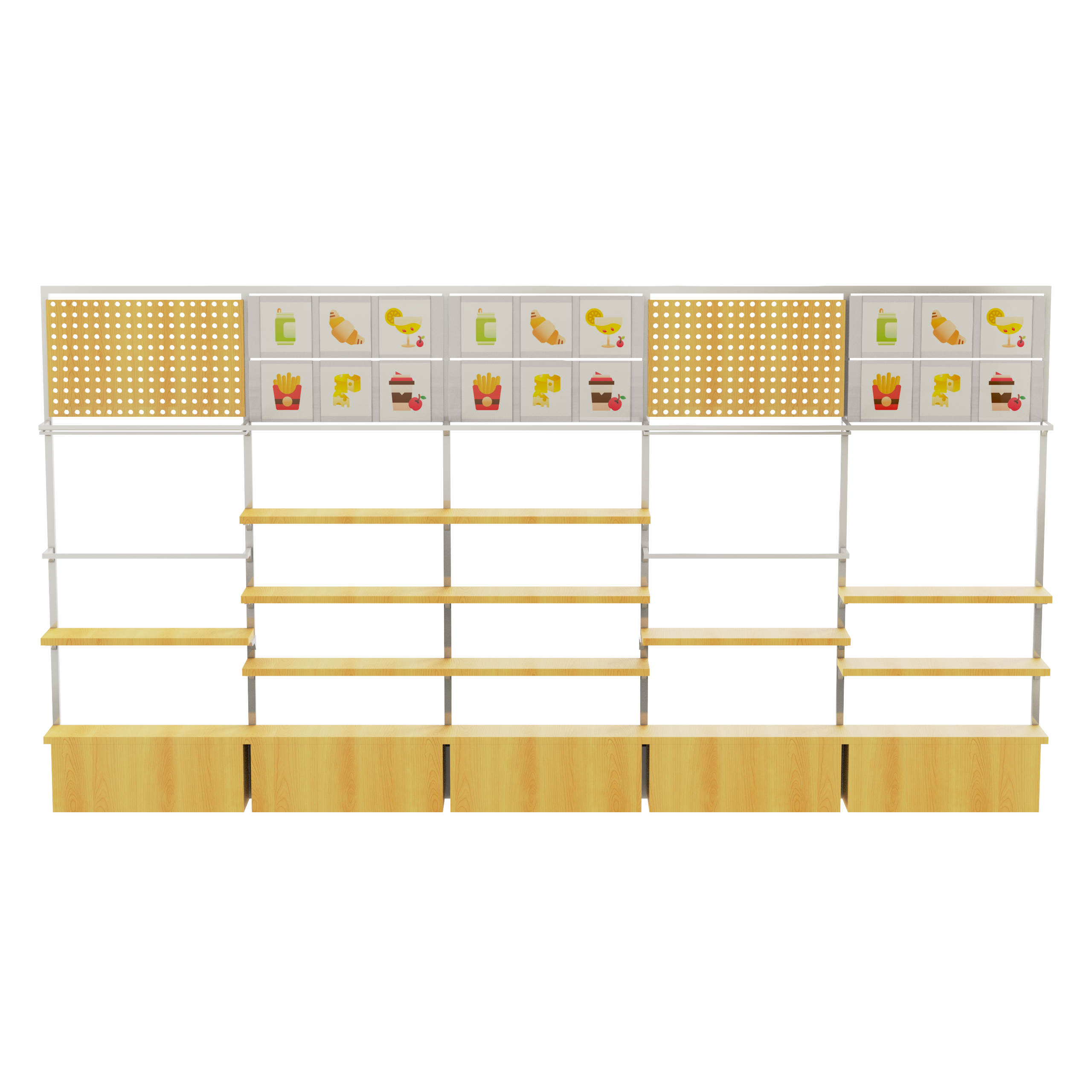 CERES Double-Sided Wood Grain Melamine Wall Shelf - Retail Display for Supermarket & Convenience Store