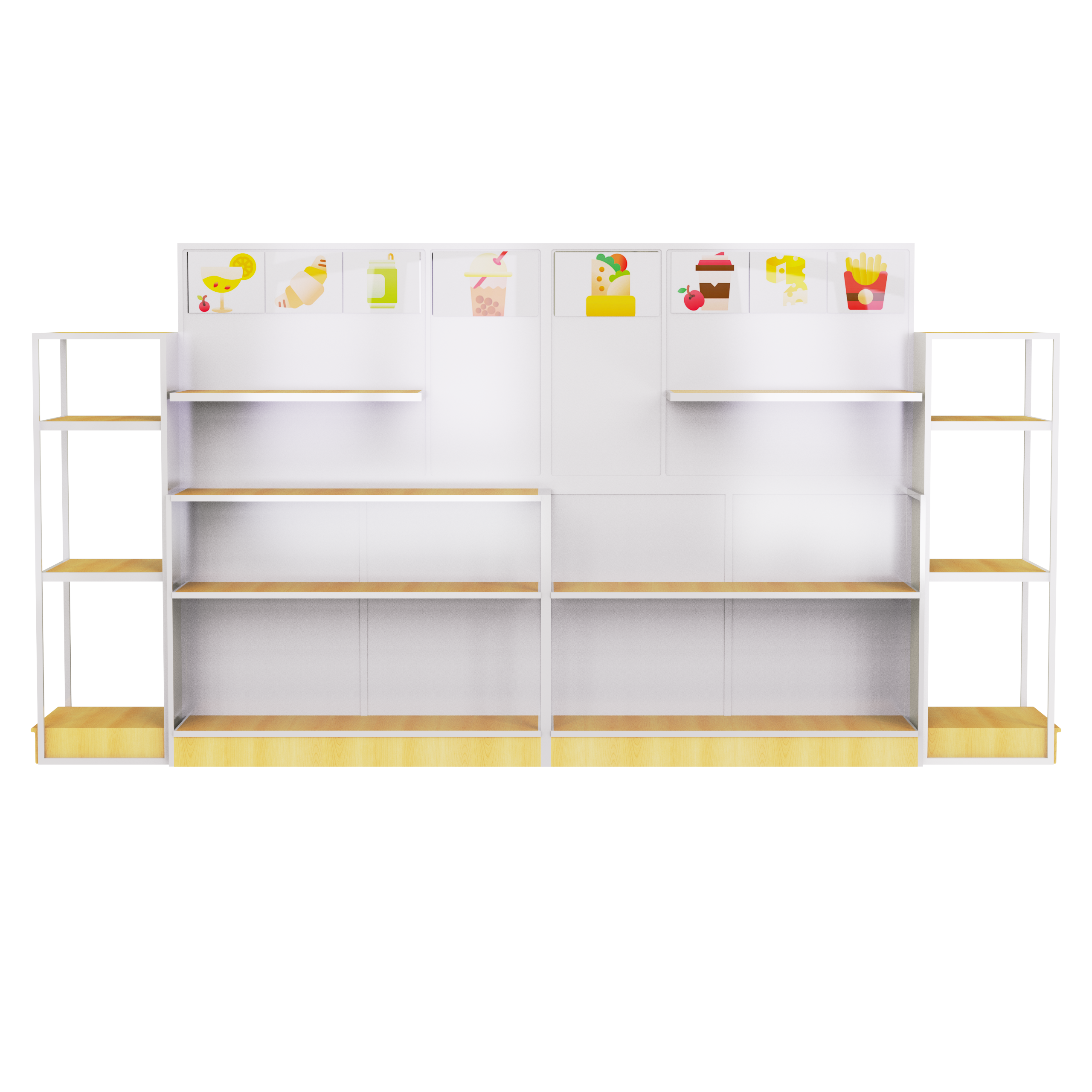 CERES Double-Sided Wood Grain Melamine Panel Island Rack - Farmhouse-Style Central Display for Grocery Stores